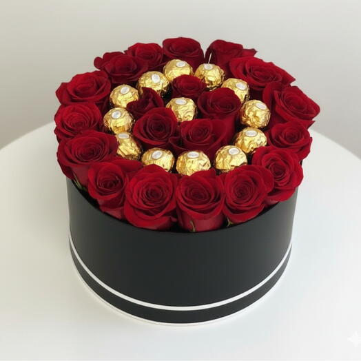 21 Red Roses 15 Ferrero Chocolates Box