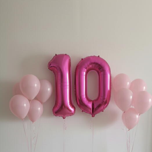 Happy Birthday Pink Number Ten Balloon Set – 40 Inch