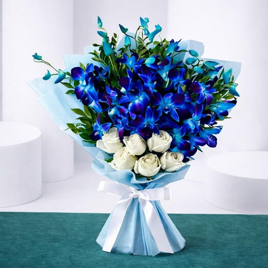 Синие орхидеи и розы для джентльменов
