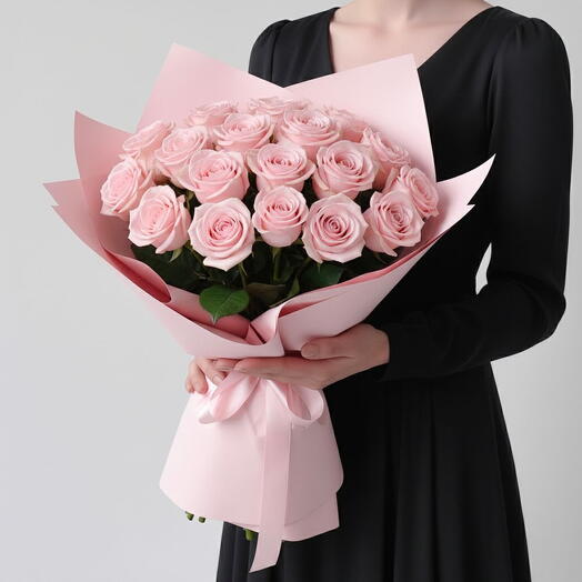 Очарование в розовом_ Премиум букет розовых роз ко Дню Святого Валентина