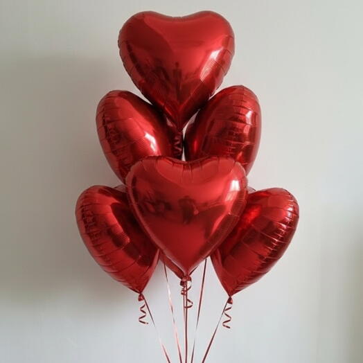 6 Red Heart Foil Balloons – 18 Inches