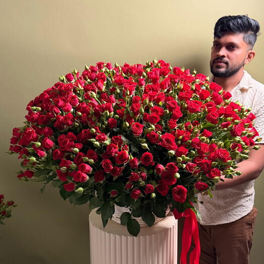 Huge Red Spray Roses Basket