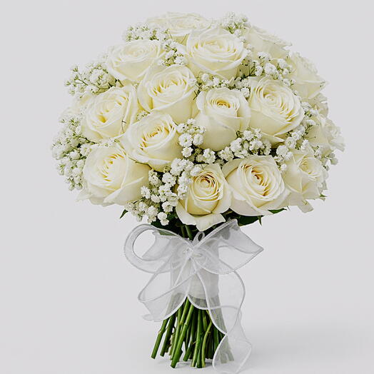 Old Money Bouquet White Rose Baby s Breath