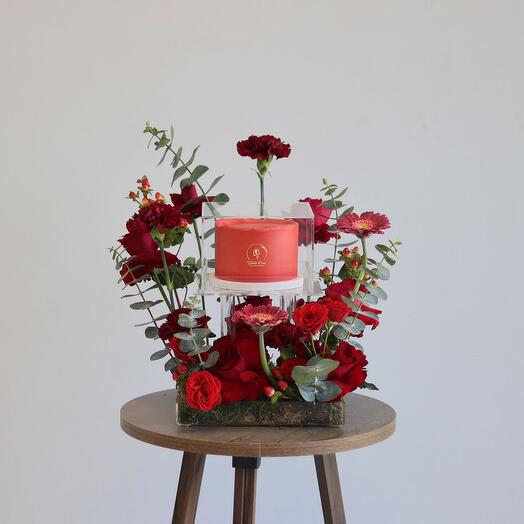 Red Valentine Cake Garden