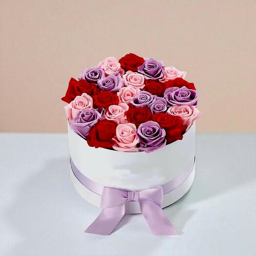 Коробка пастельных роз