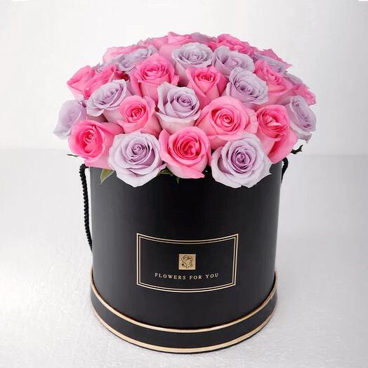 Коробка с миксом роз