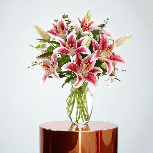 Stargazer pink Lilies in Vase