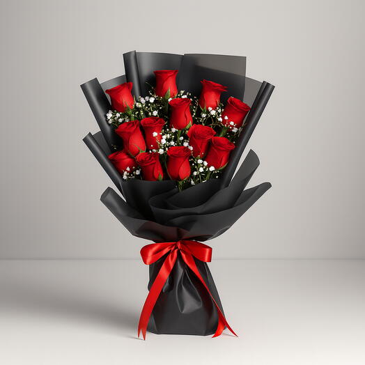 Charcoal Elegance Rose Bouquet (12 Roses)