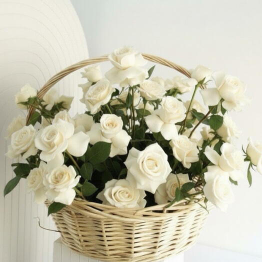 Flowers in basket( white rose