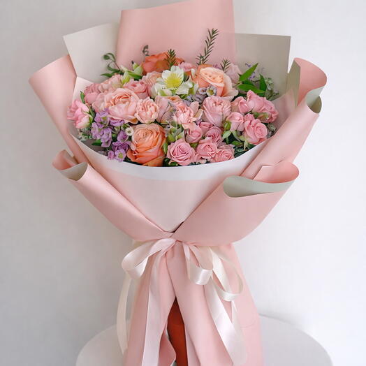 Sweet Pink Rose   Carnation Bouquet