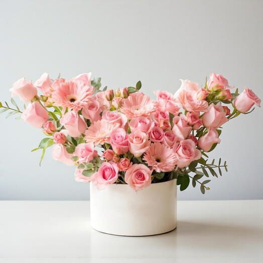 Pink Luxury Roses Gerbera Box