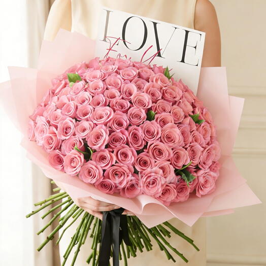 100 Ramo Amor Rosa