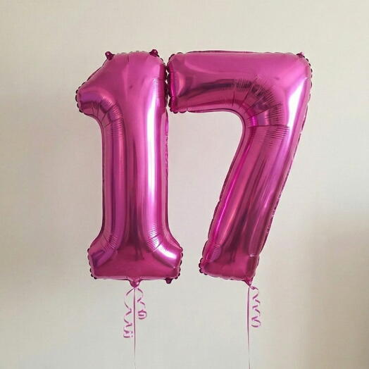 Number 17 Pink Helium Balloon 40 Inch – Large Birthday Decoration | UAE
