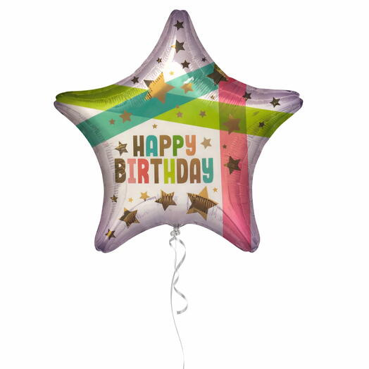 Star-Shaped Happy Birthday Foil Balloon-18 inch