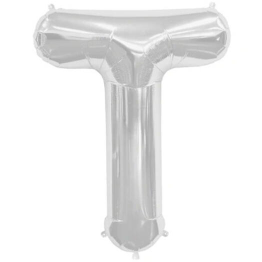 Буква T серебряный фольгированный шар-5290