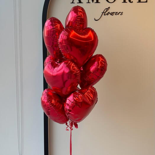 9 Red Heart Foil Balloons