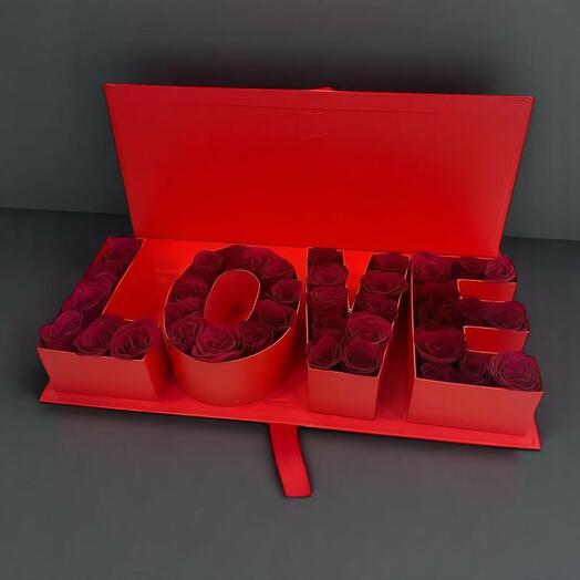 LOVE Box of Red Roses – Romantic Floral Gift in Letter Box