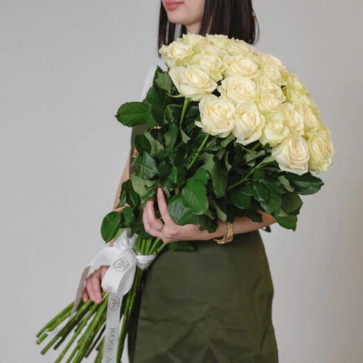 31 белая роза | длинностебельный, ароматный подарок