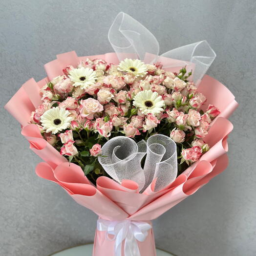 Pink Baby Roses   Gerberas