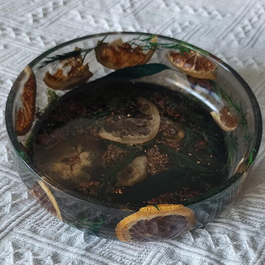 Apples and oranges resin bowl