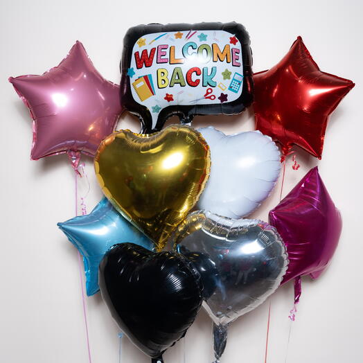 Welcome Back with Hearts And Stars Foil Balloons Set  7477