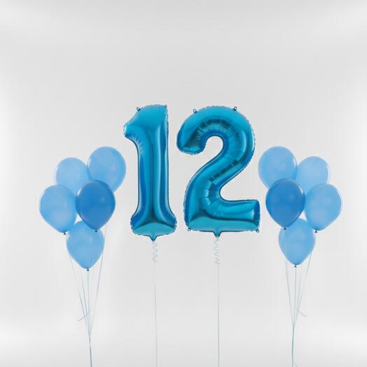 Happy Birthday Blue Number Twelve Balloon Set – 40 Inch