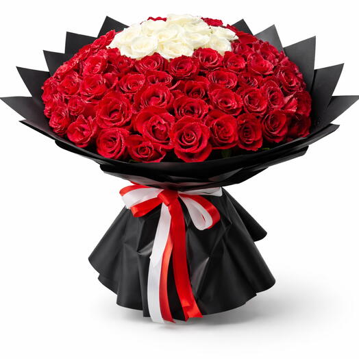101 red and white roses bouquet