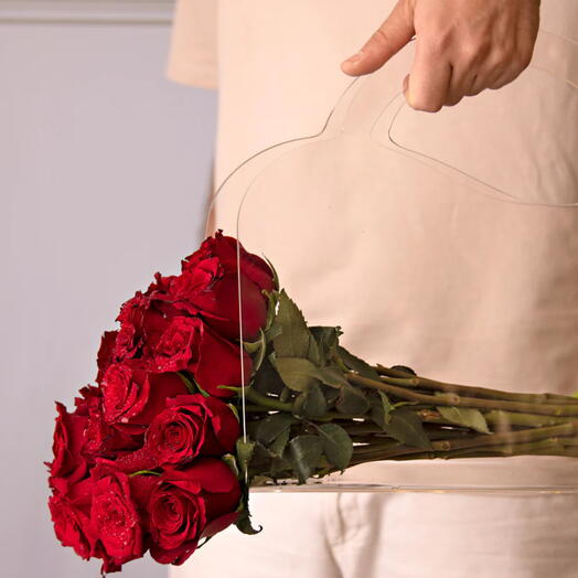 Sac de roses heureux ( 21 roses rouges )