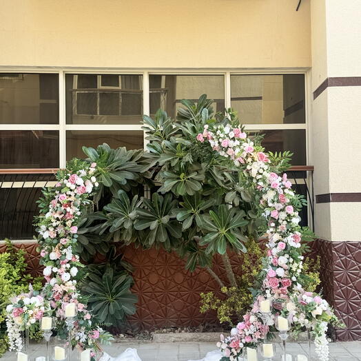 Arch of colored flowers