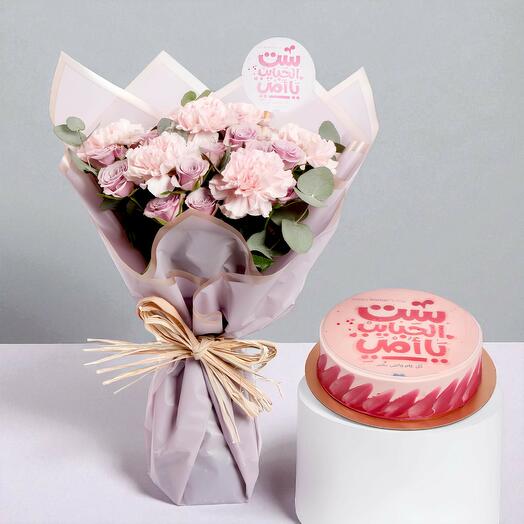 Mother s Love Flower Bouquet with Chocolate Cake