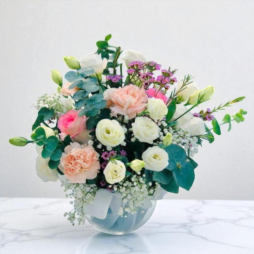 Arrangement dans un vase rond