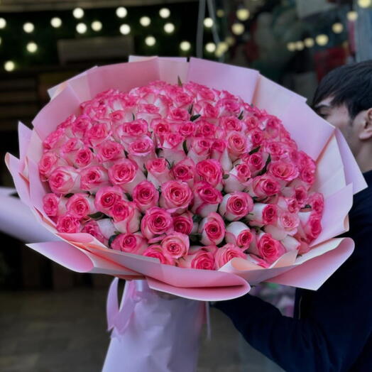 101 Premium Pink Roses Luxury Bouquet