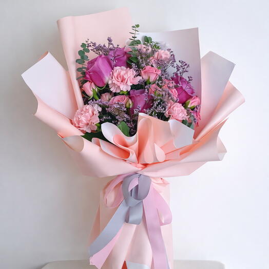 Soft Blush Pink Rose   Carnation Bouquet