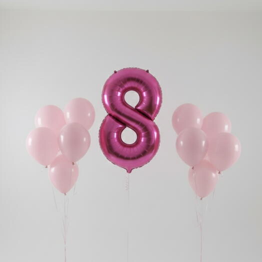 Happy Birthday Pink Number Eight Balloon Set – 40 Inch