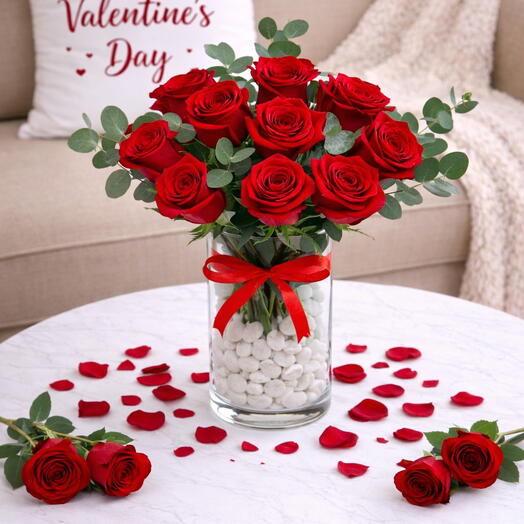 Beauty 11 Red Roses Vase