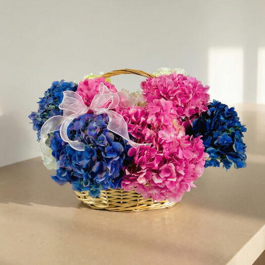 Hydrangea Basket - A Beautiful and Balanced Floral Display