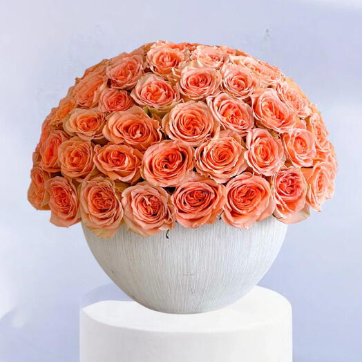 Ваза премиум-класса «Peachi Grace _ 101 персиковая роза»