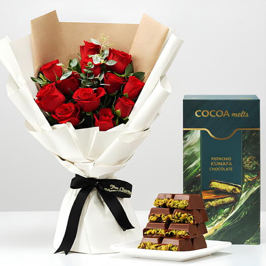 Scarlet Sweetheart – 11 Roses   Kunafa