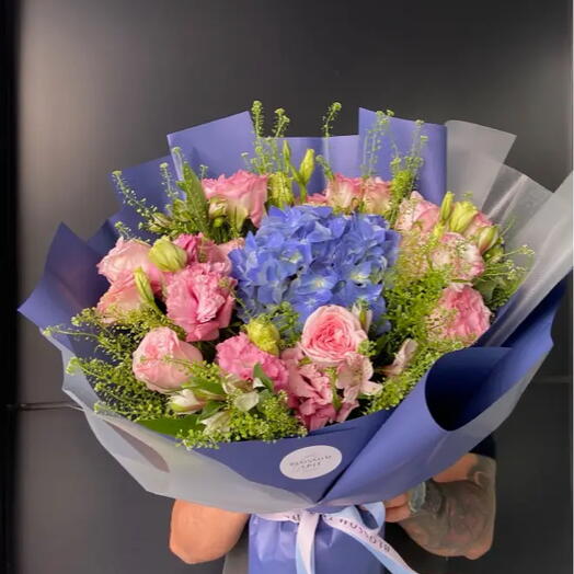 Rosy Blue | Blue Hydrangea | Garden Roses | Lisianthus | Alstromeria