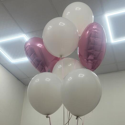 White and pink heart Balloon arrangement