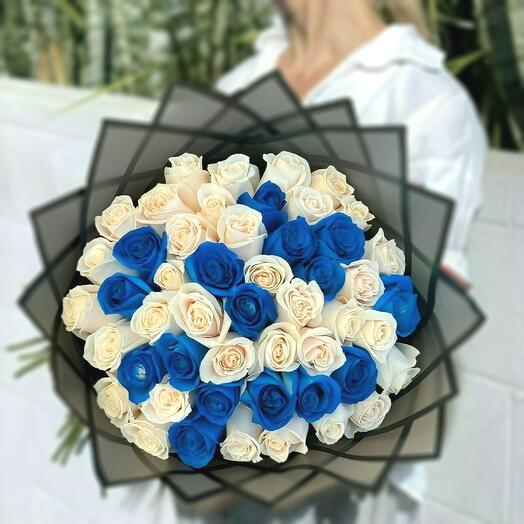 Blue and White Roses