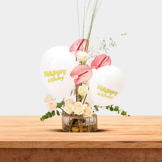 Vase Souhaits d'anniversaire en fleurs