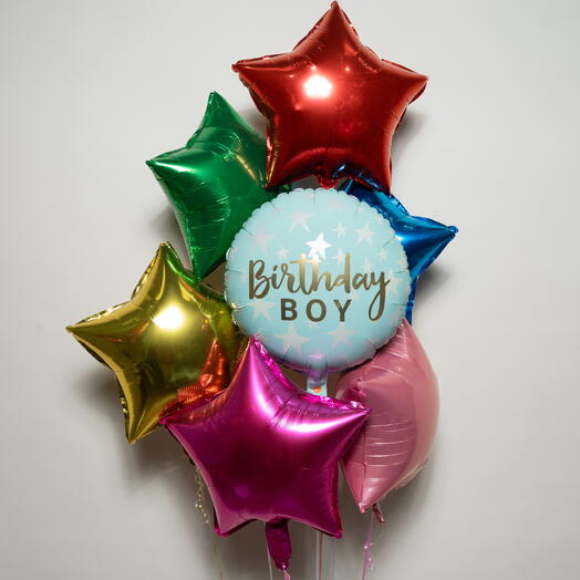 Набор фольгированных шаров Именинник с 6 шариками-звёздами 7400