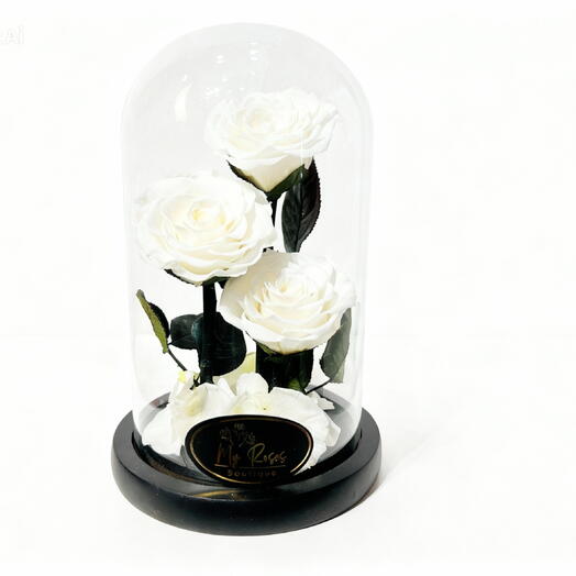 White infinity 3flowers in doomed glass