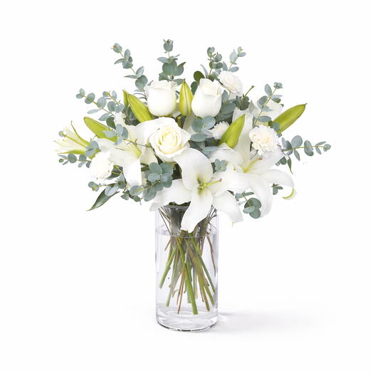 Snow White Lily   Rose Vase