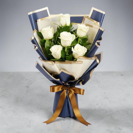 Букет из 6 белых роз