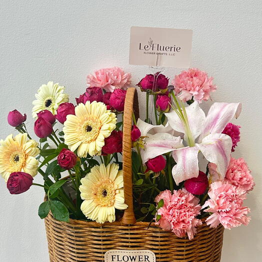 Blush Elegance Floral Basket