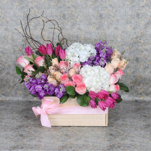 Bella Wooden Flower Arrangement
