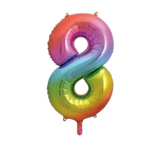 Giant Rainbow Number 8 Balloon