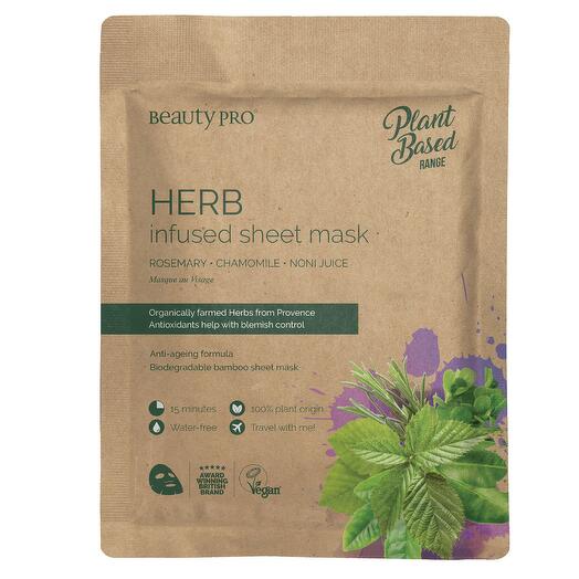 Beauty Pro Herb Infused Sheet Mask - Rosemary, Chamomile, Noni Juice. Plant Based   Vegan